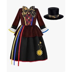 NEW Halloween Costume Cosplay Book Day Outfit Big Hat Dress 6-7 Yrs